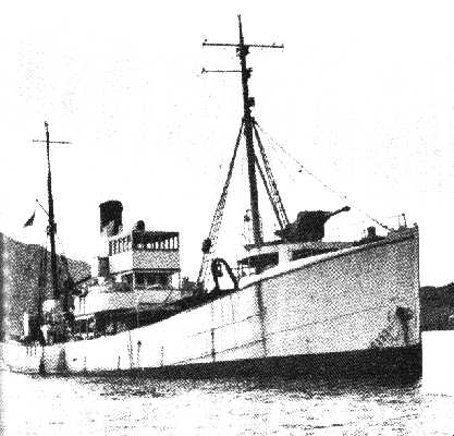 The South Sea fitted out as a navy minesweeper